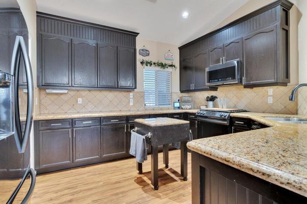Interior, Kitchen, Recessed Lighting, Wood Texture Flooring