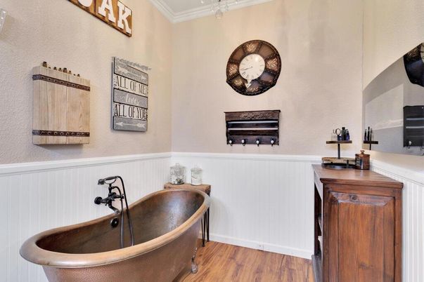 Bathroom, Free Standing Baths, Interior, Wood Texture Flooring
