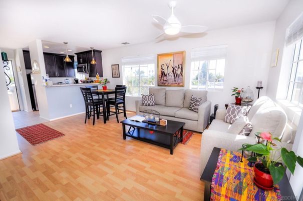 Dining room, Interior, Kitchen, Living room, Pendant Lights, Wood Texture Flooring