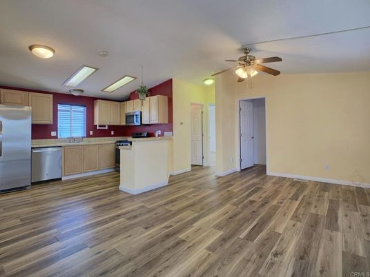 Interior, Kitchen, Stainless Steel Appliances, Wood Texture Flooring