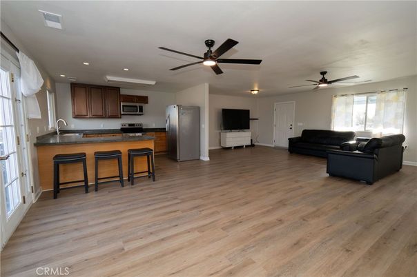 Interior, Kitchen, Living room, Recessed Lighting, Wood Texture Flooring
