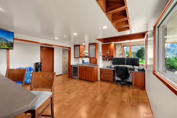 Home Office, Interior, Recessed Lighting, Wood Texture Flooring