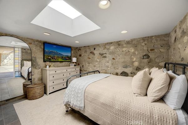 Bedroom, Interior, Recessed Lighting, Stone Walls