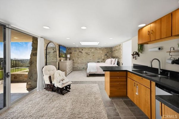 Interior, Kitchen, Recessed Lighting, Stone Walls