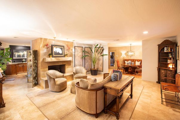 Chandelier, Dining room, Fireplace, Interior, Living room, Pendant Lights, Recessed Lighting