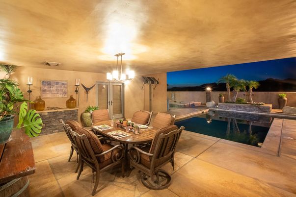 Chandelier, Dining room, Exterior, Pool
