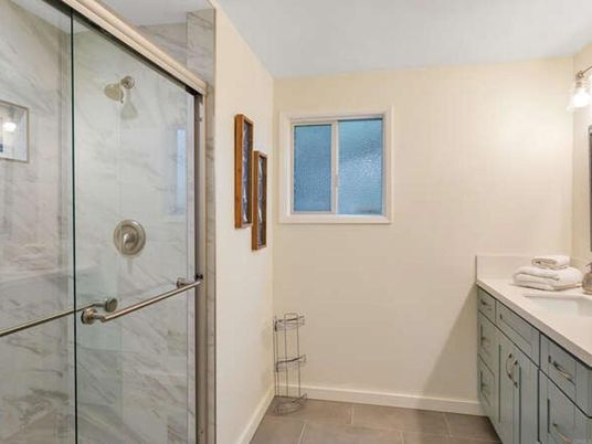 Bathroom, Glass Shower, Interior, Marble Walls
