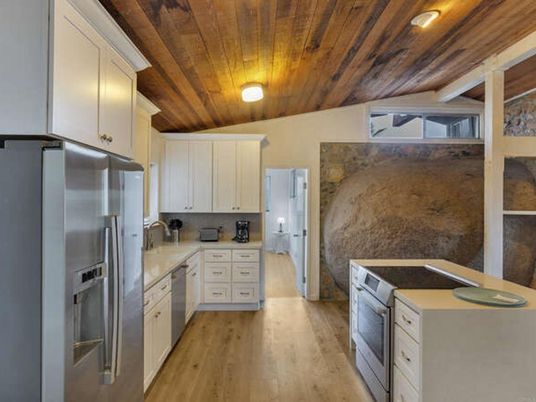 Interior, Kitchen, Stainless Steel Appliances, Wooden Ceilings, Wood Texture Flooring