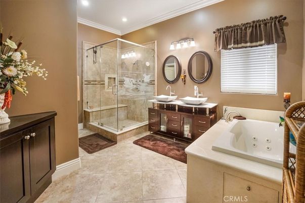 Bathroom, Dual Sink Vanities, Glass Shower, Interior, Recessed Lighting