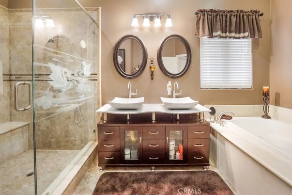 Bathroom, Dual Sink Vanities, Glass Shower, Interior