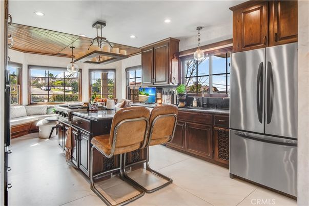 Interior, Kitchen, Pendant Lights, Recessed Lighting, Stainless Steel Appliances, Wooden Ceilings