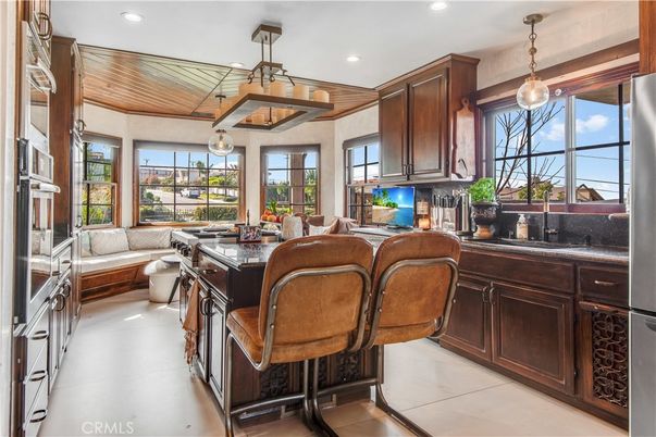 Dining room, Interior, Kitchen, Living room, Pendant Lights, Recessed Lighting, Wooden Ceilings