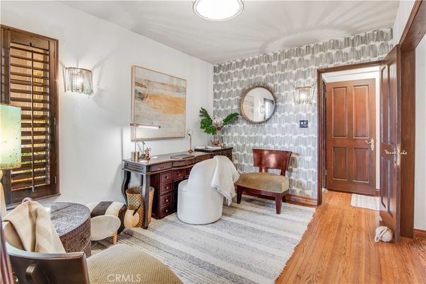 Home Office, Interior, Stone Walls, Wood Texture Flooring