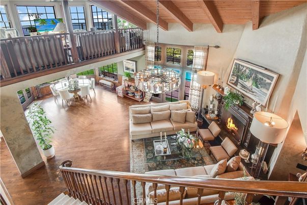 Chandelier, Dining room, Fireplace, Interior, Living room, Wooden Beams, Wooden Ceilings, Wood Texture Flooring