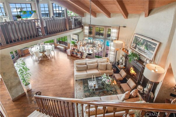 Chandelier, Dining room, Fireplace, Interior, Living room, Wooden Beams, Wooden Ceilings, Wood Texture Flooring
