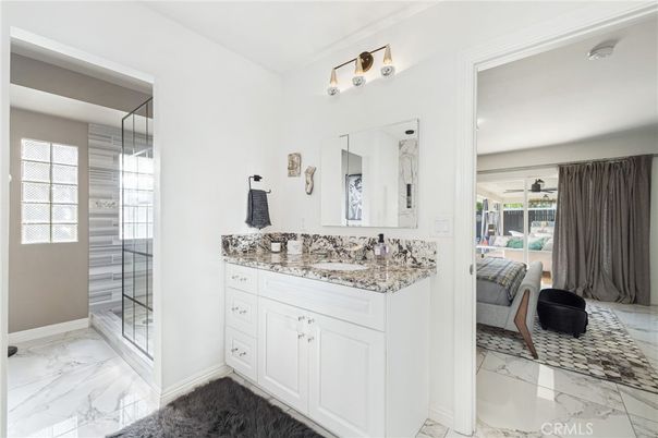 Bathroom, Dual Sink Vanities, Glass Shower, Interior, Marble