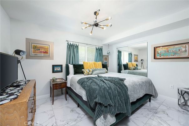 Bedroom, Interior, Marble, Pendant Lights