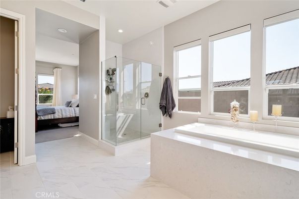 Bathroom, Bedroom, Glass Shower, Interior, Marble, Recessed Lighting
