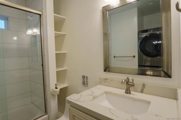 Bathroom, Glass Shower, Interior, Washer