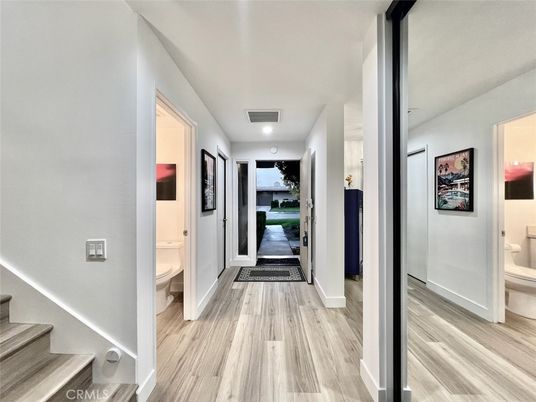 Bathroom, Interior, Recessed Lighting, Wood Texture Flooring