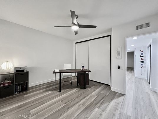 Home Office, Interior, Recessed Lighting, Wood Texture Flooring