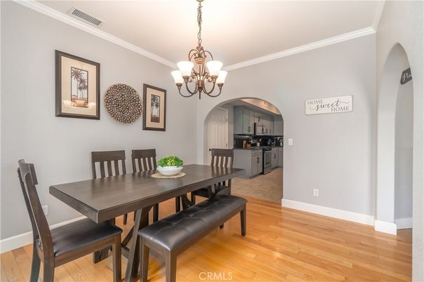 Chandelier, Dining room, Interior, Wood Texture Flooring