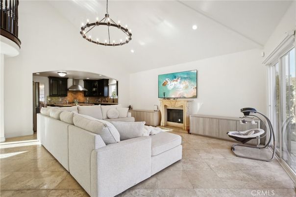 Fireplace, Interior, Kitchen, Living room, Pendant Lights, Recessed Lighting