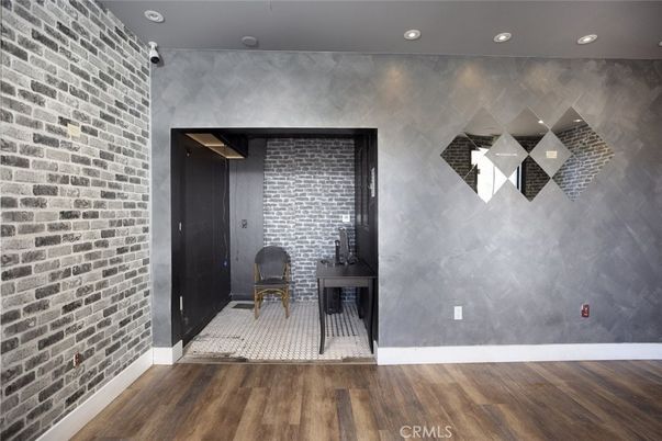 Interior, Recessed Lighting, Stone Walls, Wood Texture Flooring