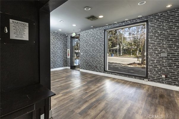 Empty room, Interior, Recessed Lighting, Stone Walls, Wood Texture Flooring