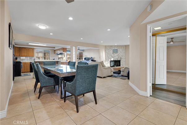 Dining room, Fireplace, Interior, Kitchen, Living room, Recessed Lighting