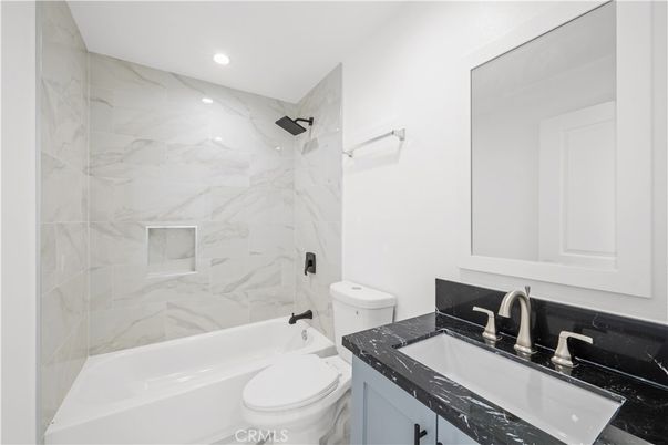 Bathroom, Glass Shower, Interior, Marble Walls, Recessed Lighting