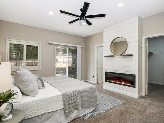 Bedroom, Fireplace, Interior, Recessed Lighting