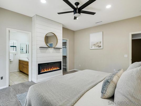 Bedroom, Fireplace, Interior, Recessed Lighting