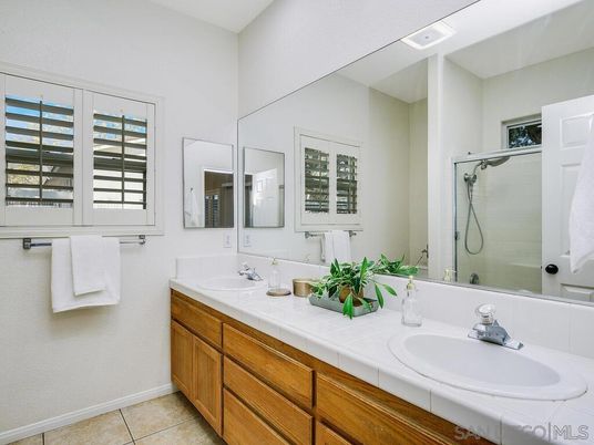 Bathroom, Dual Sink Vanities, Glass Shower, Interior, Tile Countertops