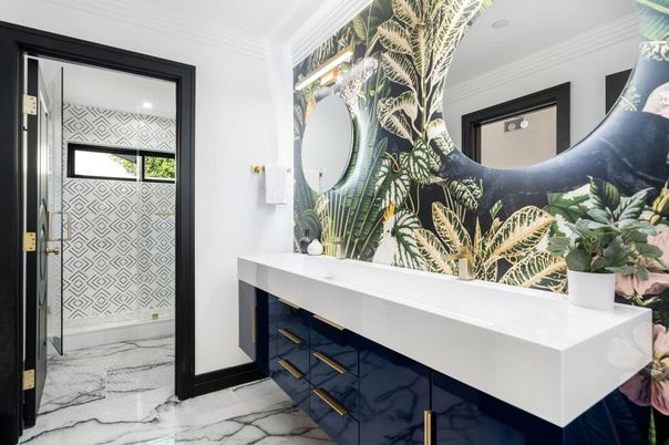 Bathroom, Interior, Marble, Recessed Lighting