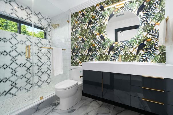 Bathroom, Glass Shower, Interior, Marble
