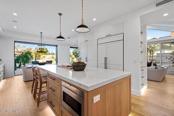 Interior, Kitchen, Pendant Lights, Recessed Lighting, Wood Texture Flooring
