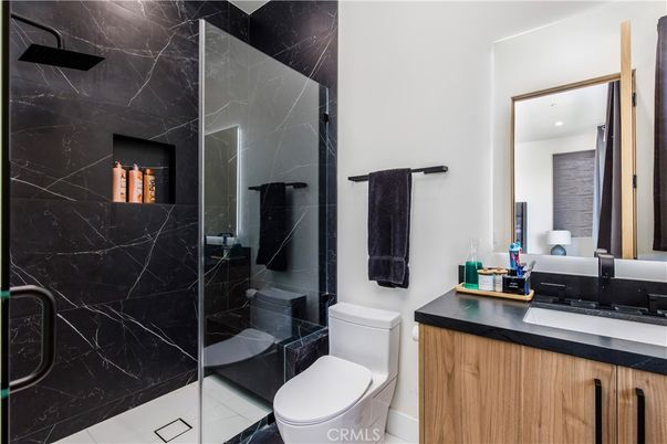 Bathroom, Glass Shower, Interior, Marble Walls