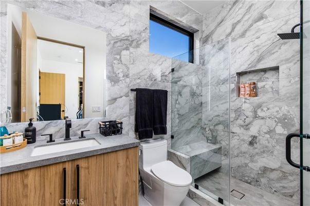 Bathroom, Glass Shower, Interior, Marble Walls