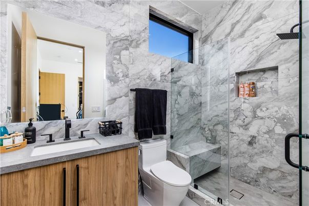 Bathroom, Glass Shower, Interior, Marble Walls