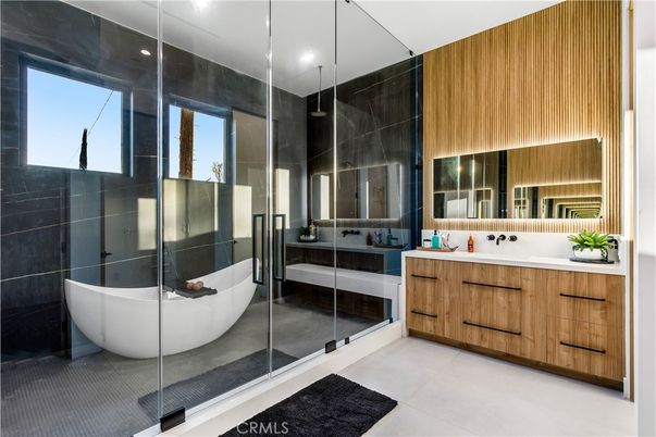 Bathroom, Dual Sink Vanities, Glass Shower, Interior, Recessed Lighting