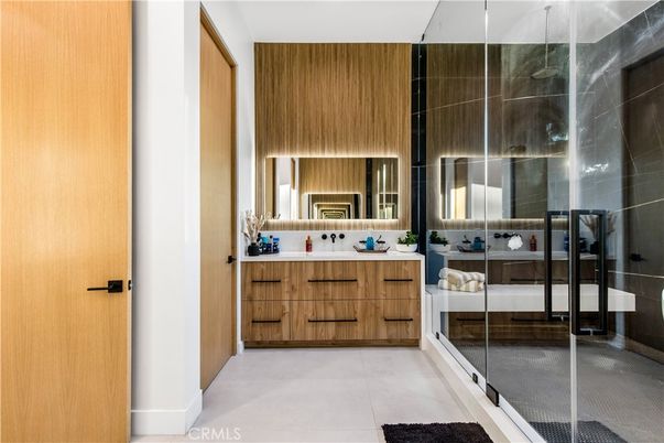 Bathroom, Dual Sink Vanities, Glass Shower, Interior