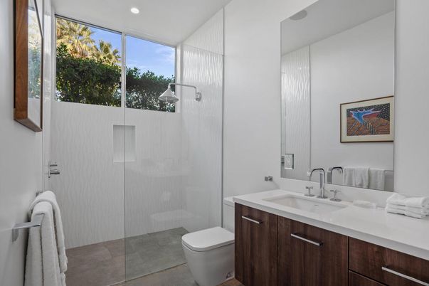 Bathroom, Glass Shower, Interior, Recessed Lighting
