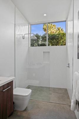 Bathroom, Glass Shower, Interior, Recessed Lighting