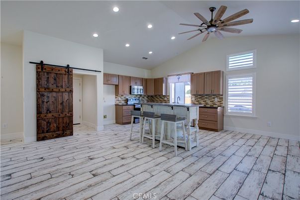 Interior, Kitchen, Recessed Lighting, Wood Texture Flooring