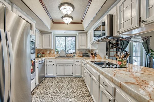 Interior, Kitchen, Stainless Steel Appliances, Tile Countertops