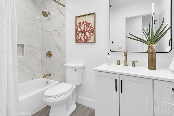 Bathroom, Interior, Marble Walls, Wood Texture Flooring