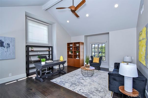 Home Office, Interior, Living room, Recessed Lighting, Wood Texture Flooring