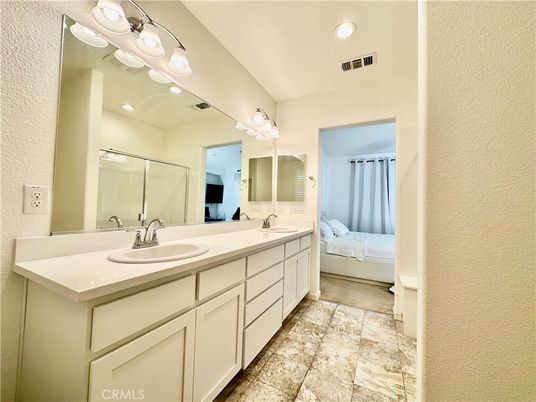 Bathroom, Dual Sink Vanities, Glass Shower, Interior, Recessed Lighting