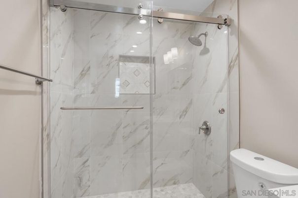 Bathroom, Glass Shower, Interior, Marble Walls